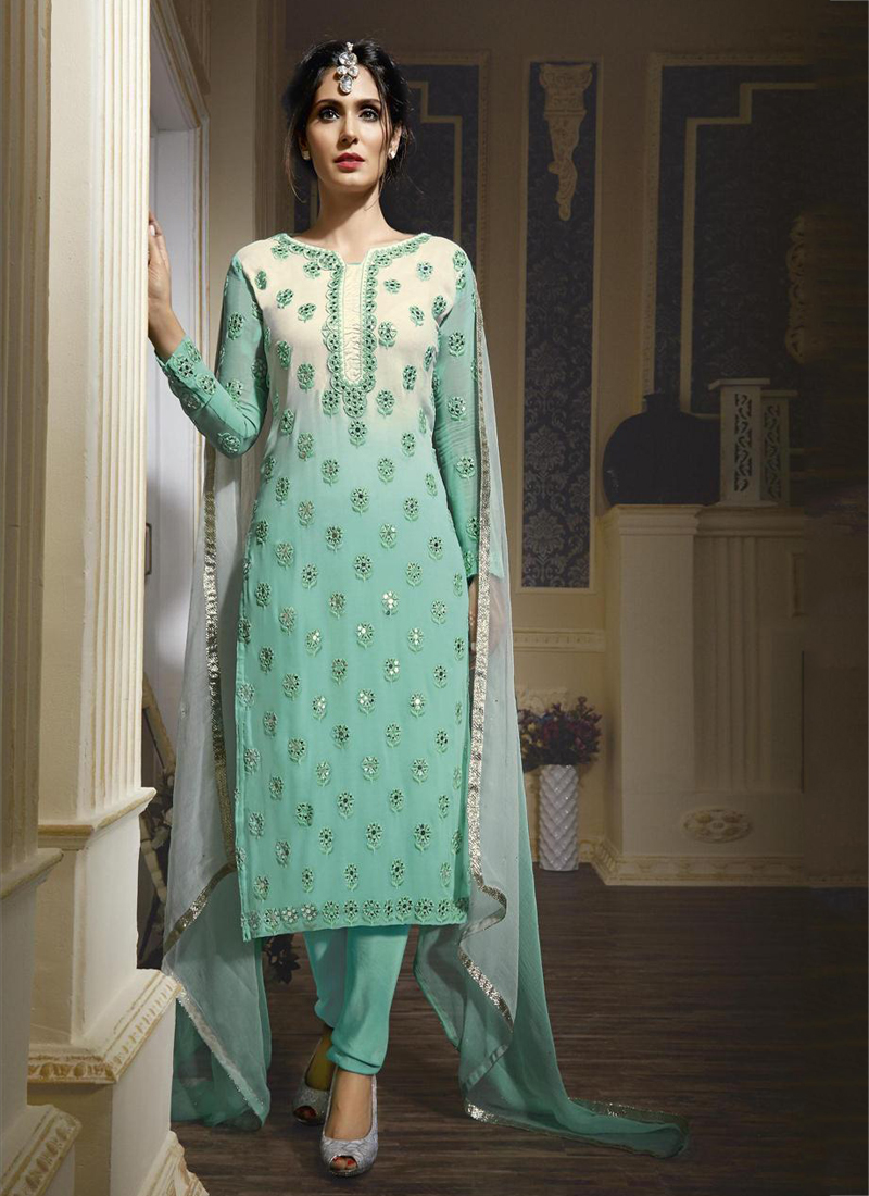 punjabi suit firozi colour